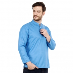 Mens Light Blue Short Kurta